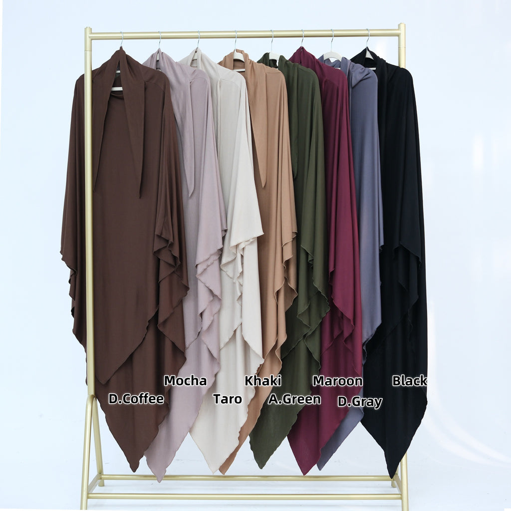 HJ934#EID Ramadan Muslim Women Prayer Long Premium Cotton Jersey stretchy Breathable One Layer Hijab Khimar