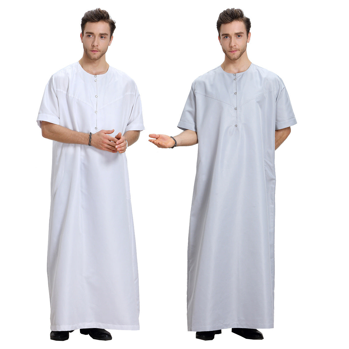 TH809#Hot sale muslim middle east men robe high collar shirt