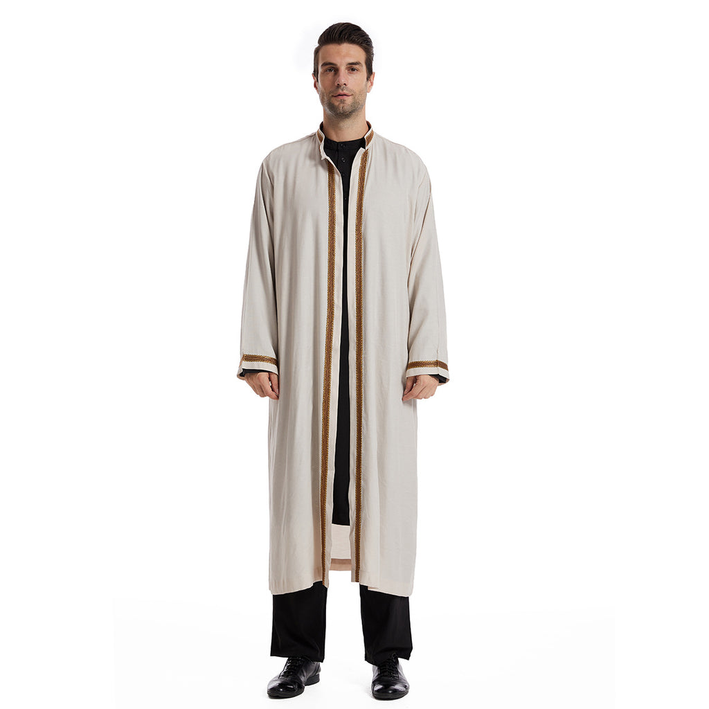 TH830#Abaya Muslim Clothing Long Sleeves Islamic High Quality Men's Robe
