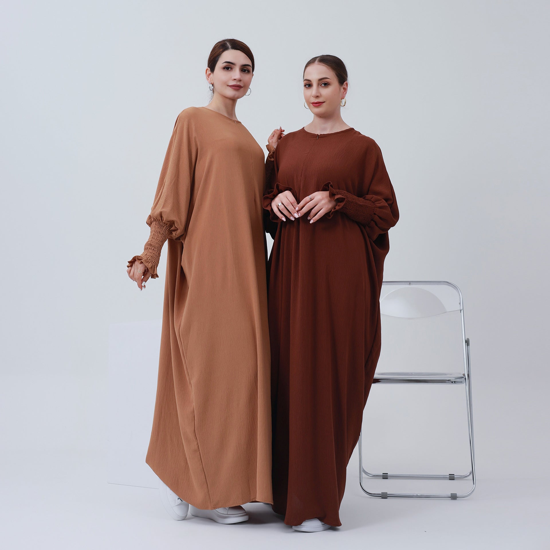 1616#2023 Islamic Clothing Closed Abaya Dresses for Muslim with Zipper in Front