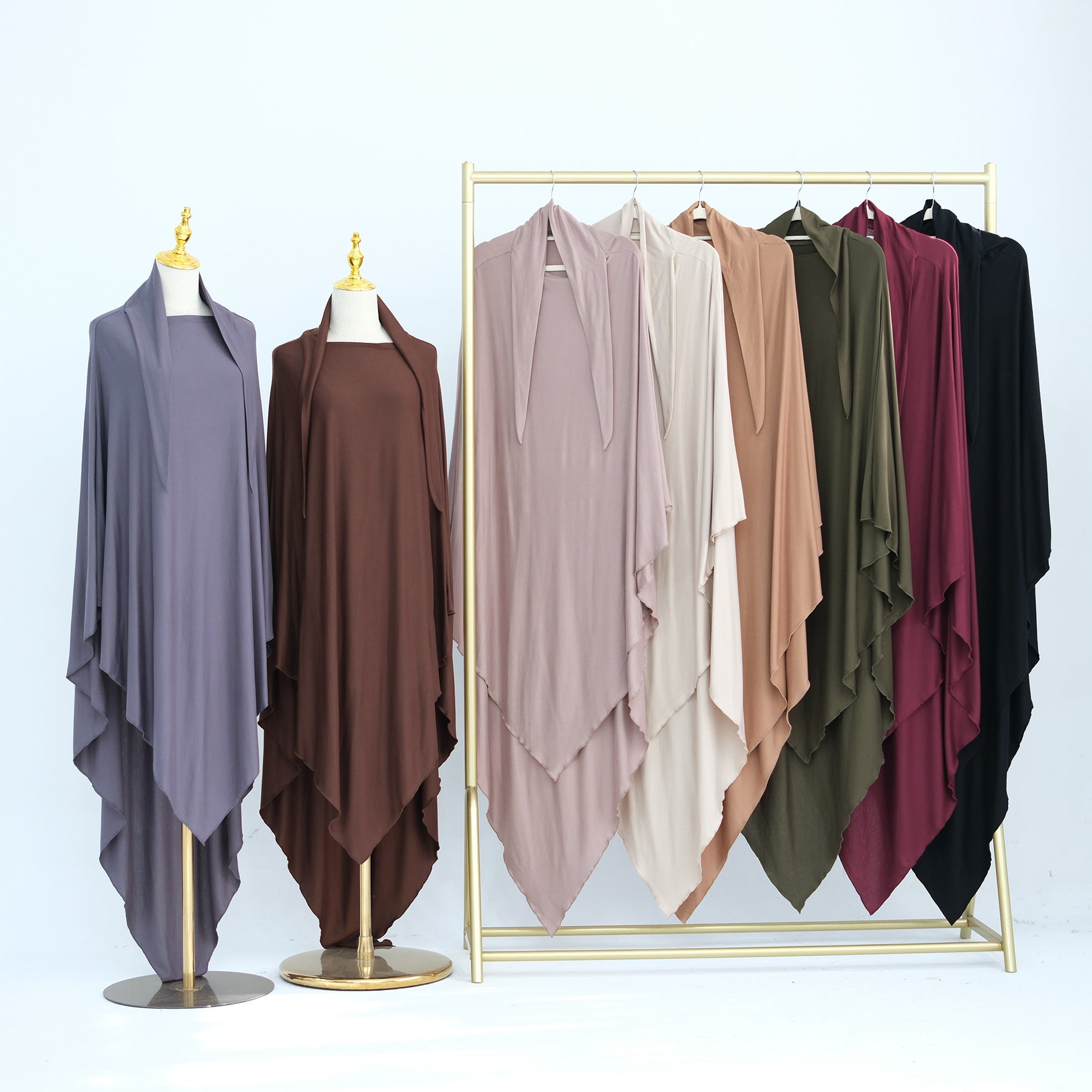 HJ934#EID Ramadan Muslim Women Prayer Long Premium Cotton Jersey stretchy Breathable One Layer Hijab Khimar