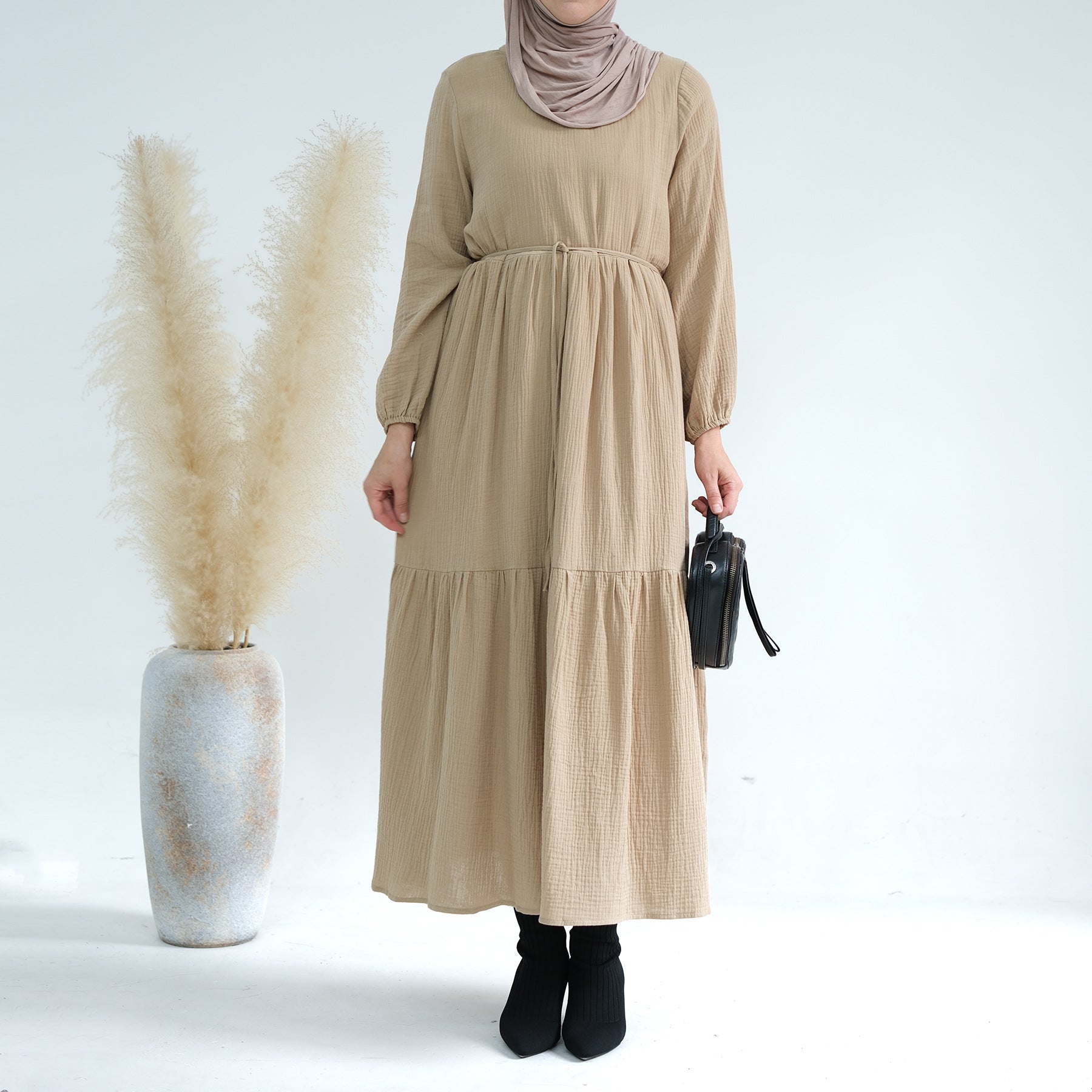 1659#New Style Cotton Long Sleeves Women Dresses Abaya Women Muslim Dress Abaya