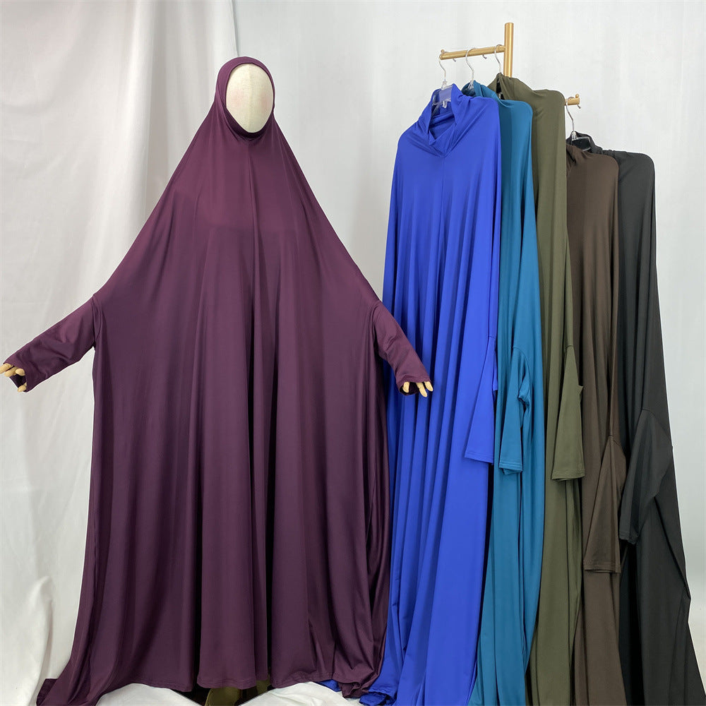 6841#Traditional Islamic One Piece Full Length Jilbab Prayer Abaya Made in Premium Stretch Jersey Spandex