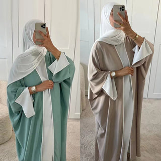 1885#Nida Kimono Slit Sleeves Open Abaya Dress islamic Clothing Modest Fashion Oversized Abaya Cardigan