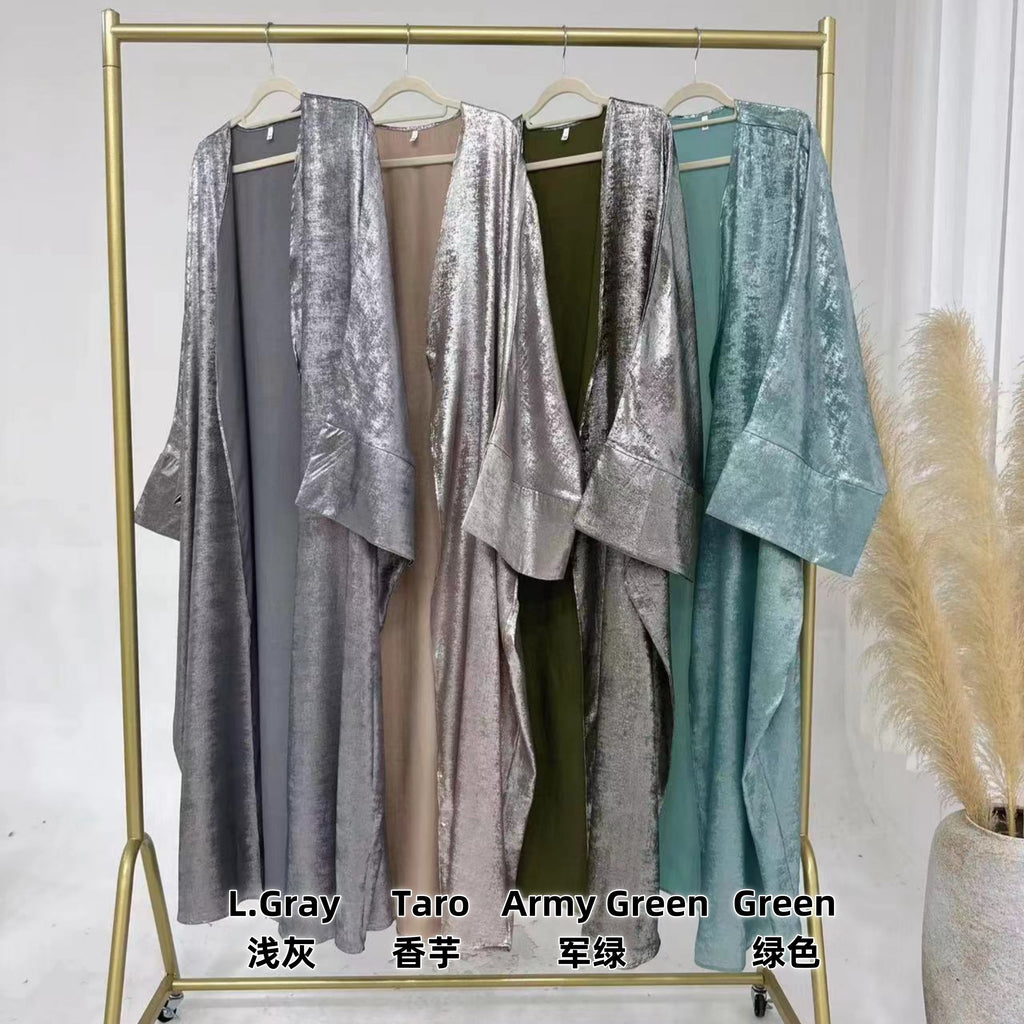 1795#New Fashion Cardigan Abaya Shinny Polyester Modest Front Open Abaya