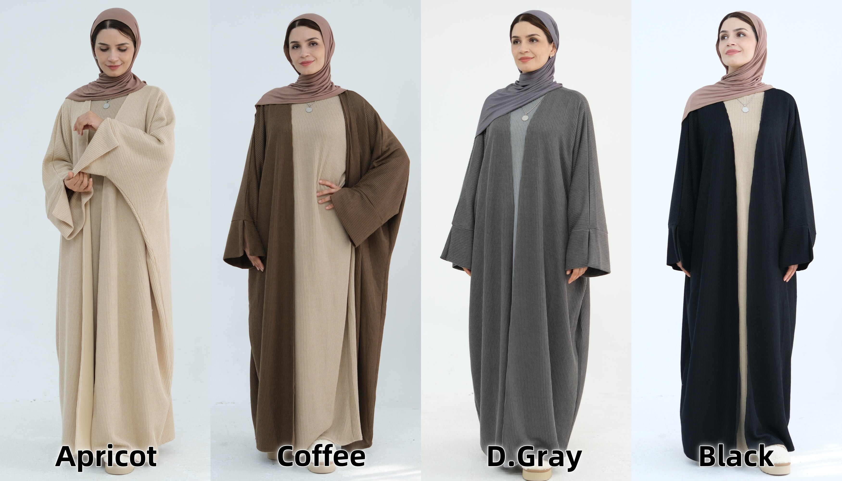 1911#Thick Knitted Winter Fall Cardigan Open Abaya Dress islamic Clothing Plus Size Abaya
