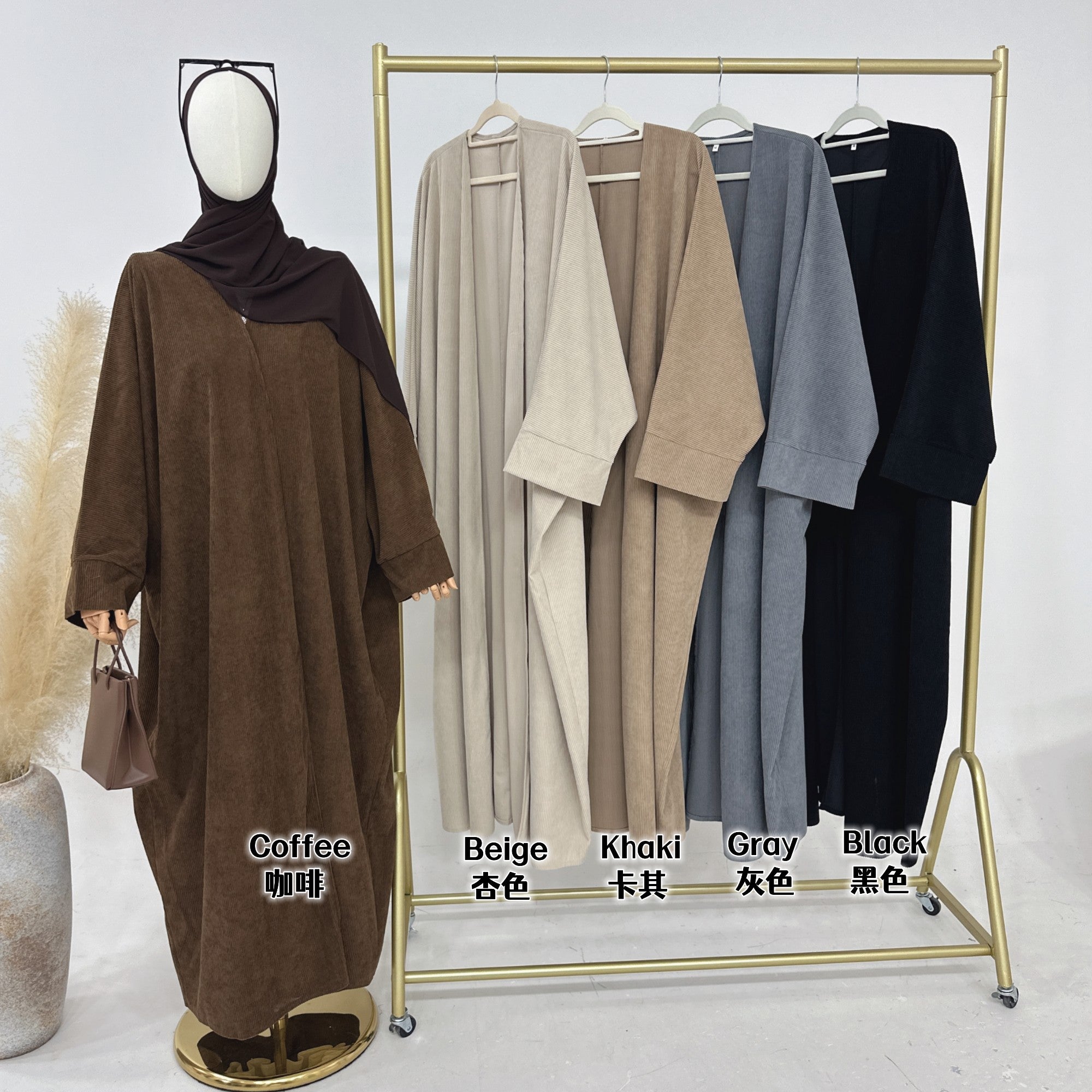 1664#New Arrival EID Linen Islamic Clothing Musulmane Moon Embroidery Women Kimono Cardigan Abaya