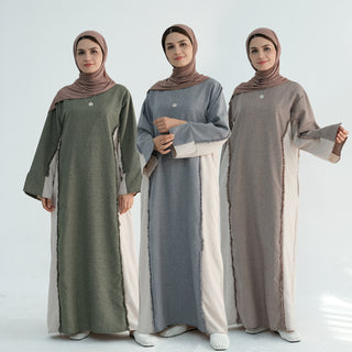 1897#Linen Abaya with Tassels Fashion Abaya Femmes Robe Musulmane Women Islamic Clothing