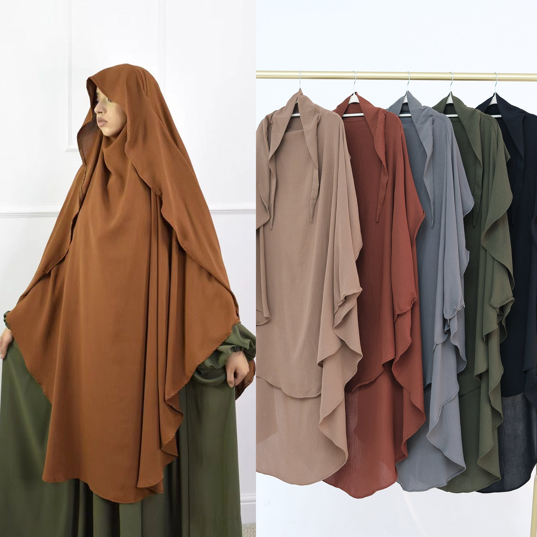 1930#One Layer High Quality Ramadan EID Women Muslim Islamic Clothing Long Prayer Hijab Tie Back Khimar