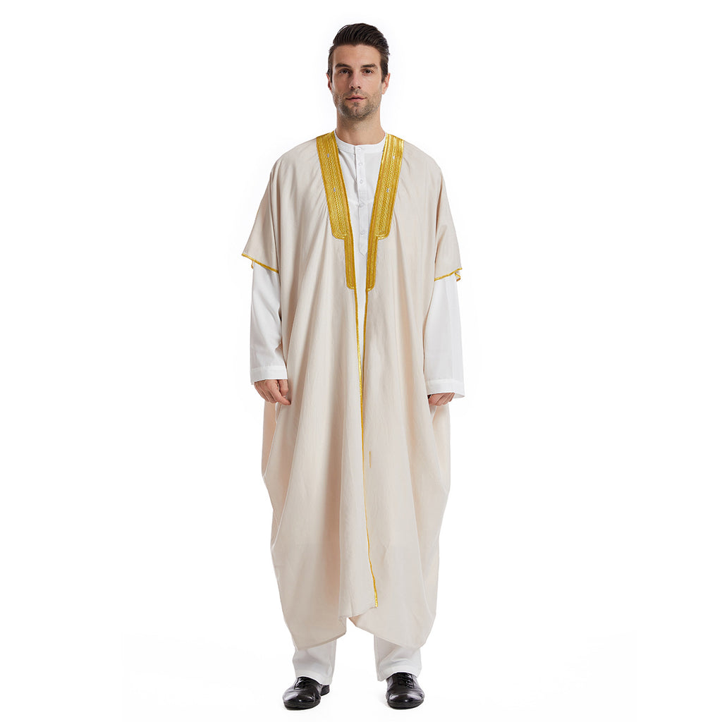 TH829#Abaya Muslim Clothing Long Sleeves Islamic High Quality Men's Robe