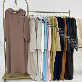 1921#New Hoodie Abaya Daily Wear Sweatshirt Abaya Casual Dresses Plain Loose Women Abaya