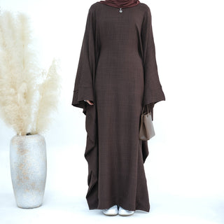 1719#New Waisted Batwing Sleeve Abaya Crepe Muslim Dress Prayer Butterfly Abaya