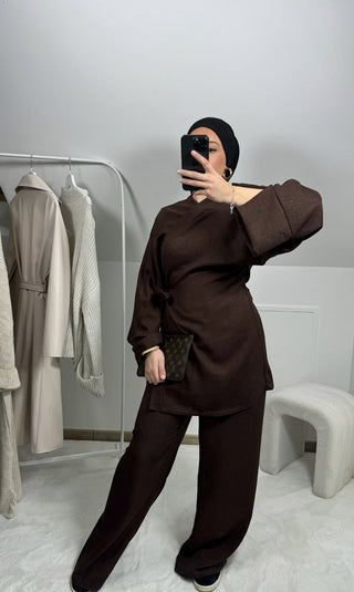 1835#2024 Islamic Clothing Top and Pants with Pockets 2 Piece Abaya Set Women Abaya designs