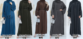 1692#2024 Ramadan 2 Piece EID Islamic Clothingomen Muslim Dress Modest Abaya Set