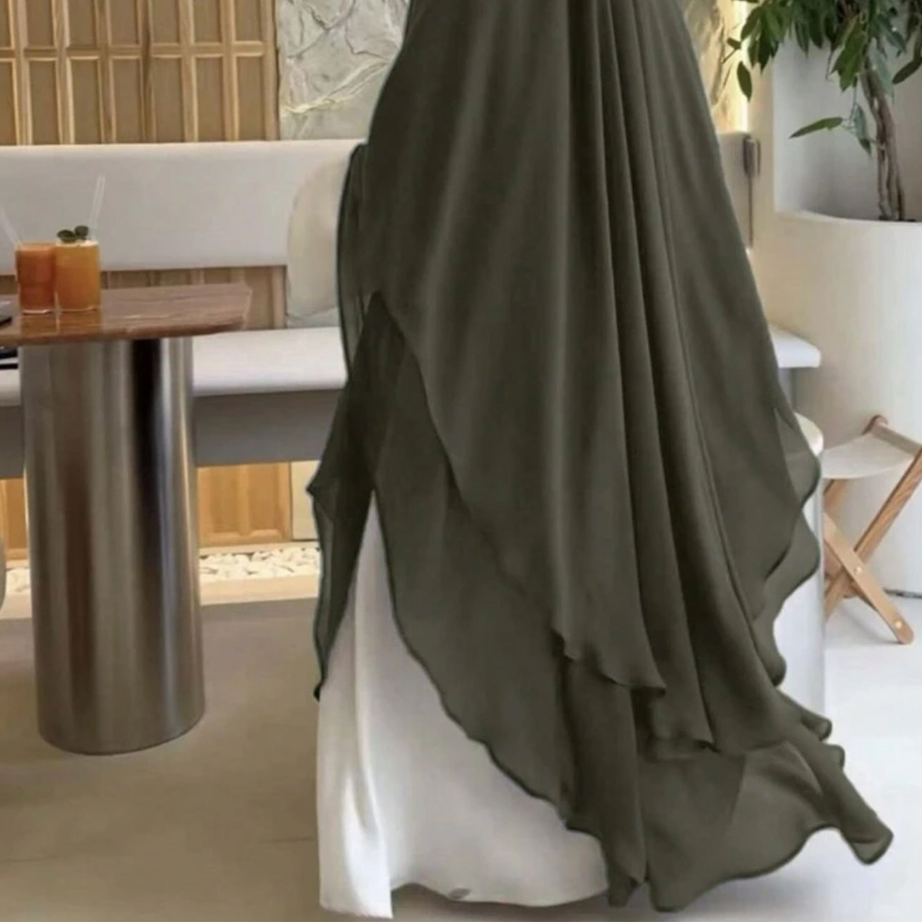 1916#2024 New Overhead Prayer Scarf Muslim Women Hijab 2 Layers Long Niqab Chiffon Khimar