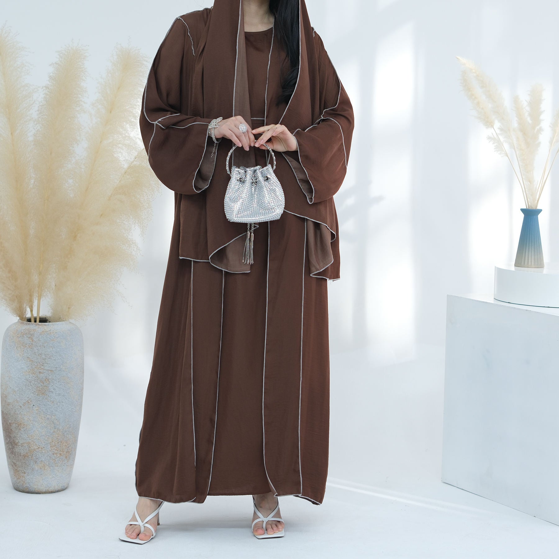 1692#2024 Ramadan 2 Piece EID Islamic Clothingomen Muslim Dress Modest Abaya Set