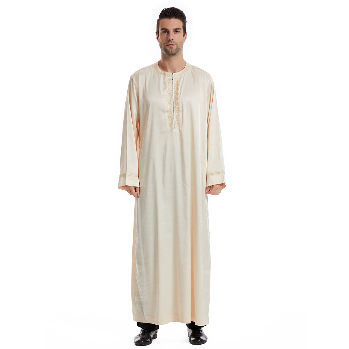 TH831#Abaya Muslim Clothing Long Sleeves Islamic High Quality Men's Robe