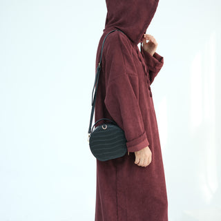 1890#Casual Cordury Hoodie Abaya Loose  Muslim Women Dress with Pockets Daily Wear Winter Abaya