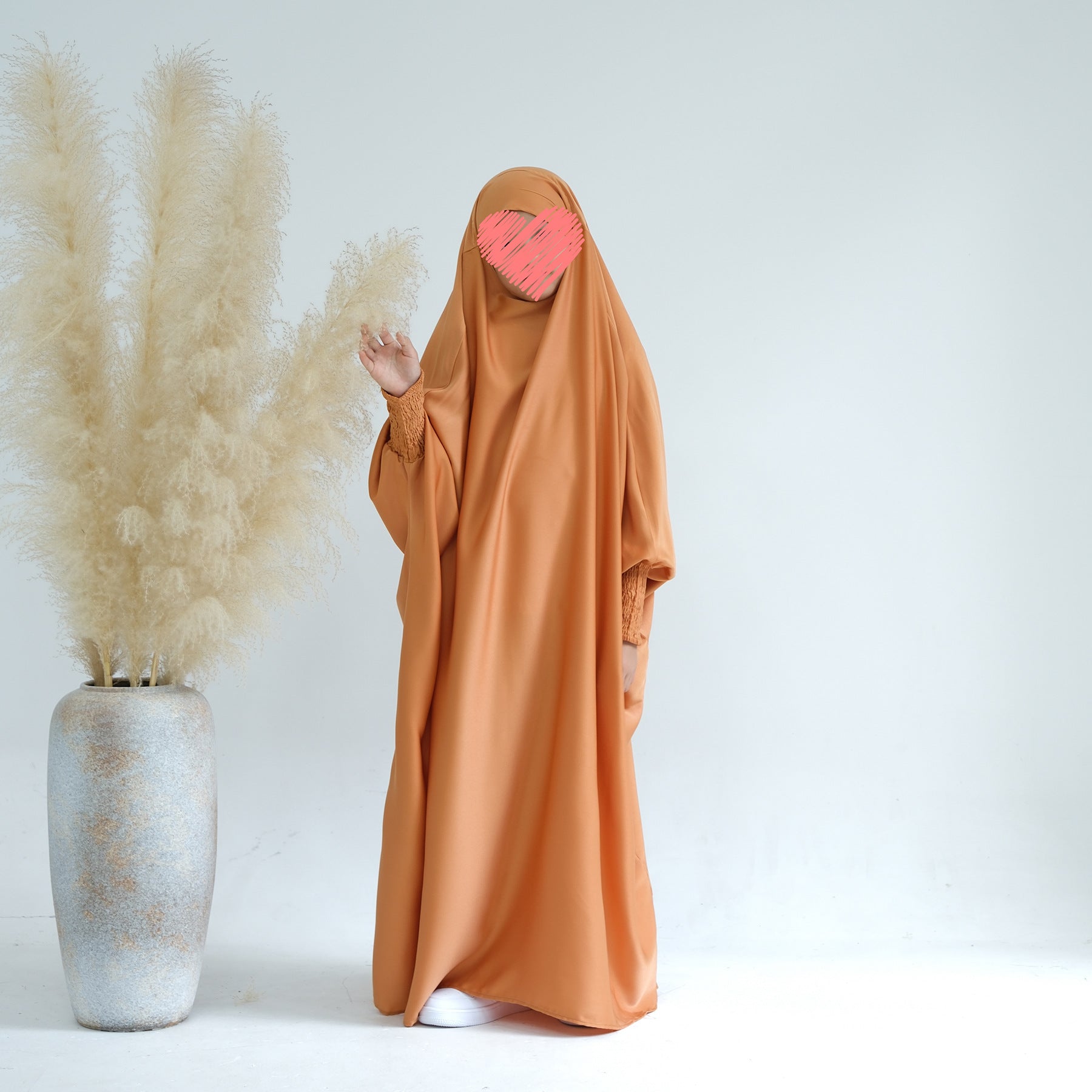 1662#Islamic Clothing Satin Plain Prayer Abaya Jilbab Abaya Muslim Dress For Kids