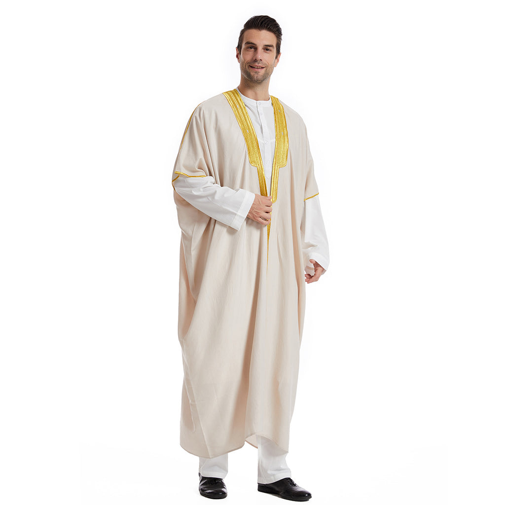 TH829#Abaya Muslim Clothing Long Sleeves Islamic High Quality Men's Robe