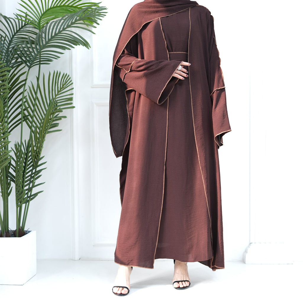 1693#2024 New Modest Wrinkle Polyester EID With Hijab Islamic Clothing Abaya