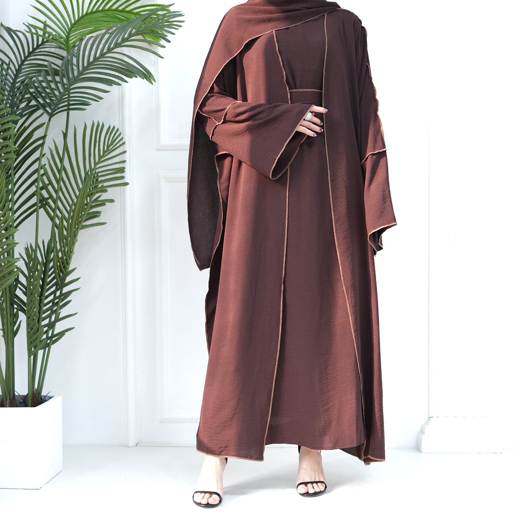 1693#2024 New Modest Wrinkle Polyester EID With Hijab Islamic Clothing Abaya