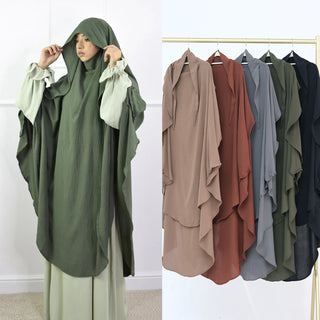 1930#One Layer High Quality Ramadan EID Women Muslim Islamic Clothing Long Prayer Hijab Tie Back Khimar