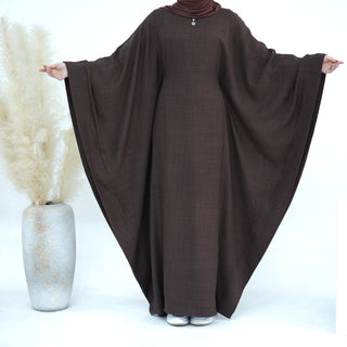 1719#New Waisted Batwing Sleeve Abaya Crepe Muslim Dress Prayer Butterfly Abaya