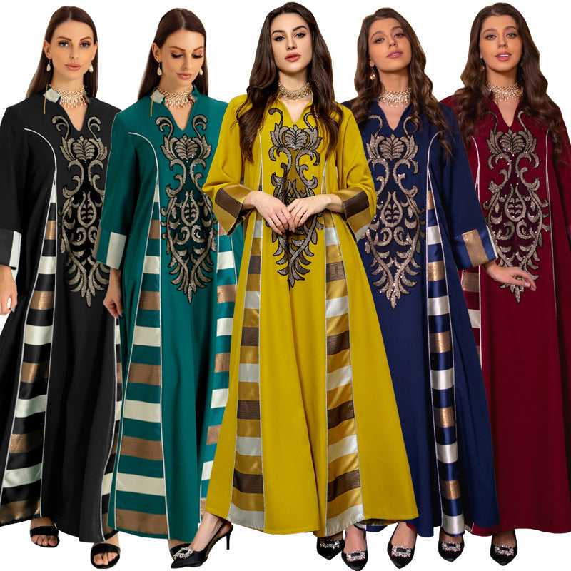 AB052# New burnt flower dress Muslim abaya women's clothing