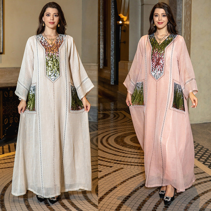 AB053# New burnt flower dress Muslim abaya women's clothing