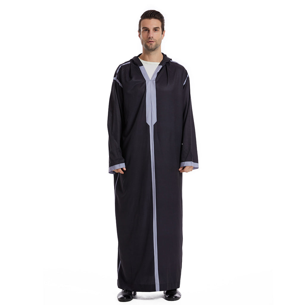 TH832#Abaya Muslim Clothing Long Sleeves Islamic High Quality Men's Robe with hat