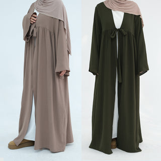 1896# Tie Strings Abaya Dress for Women Long Crepe Cardigan Modest Islamic Clothing Wholesale Kimono for Ladies