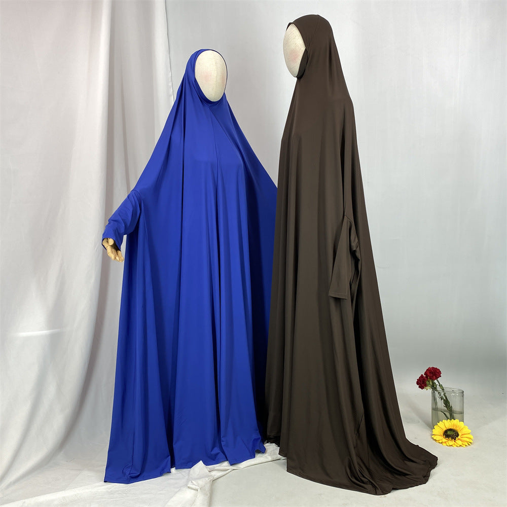 6841#Traditional Islamic One Piece Full Length Jilbab Prayer Abaya Made in Premium Stretch Jersey Spandex