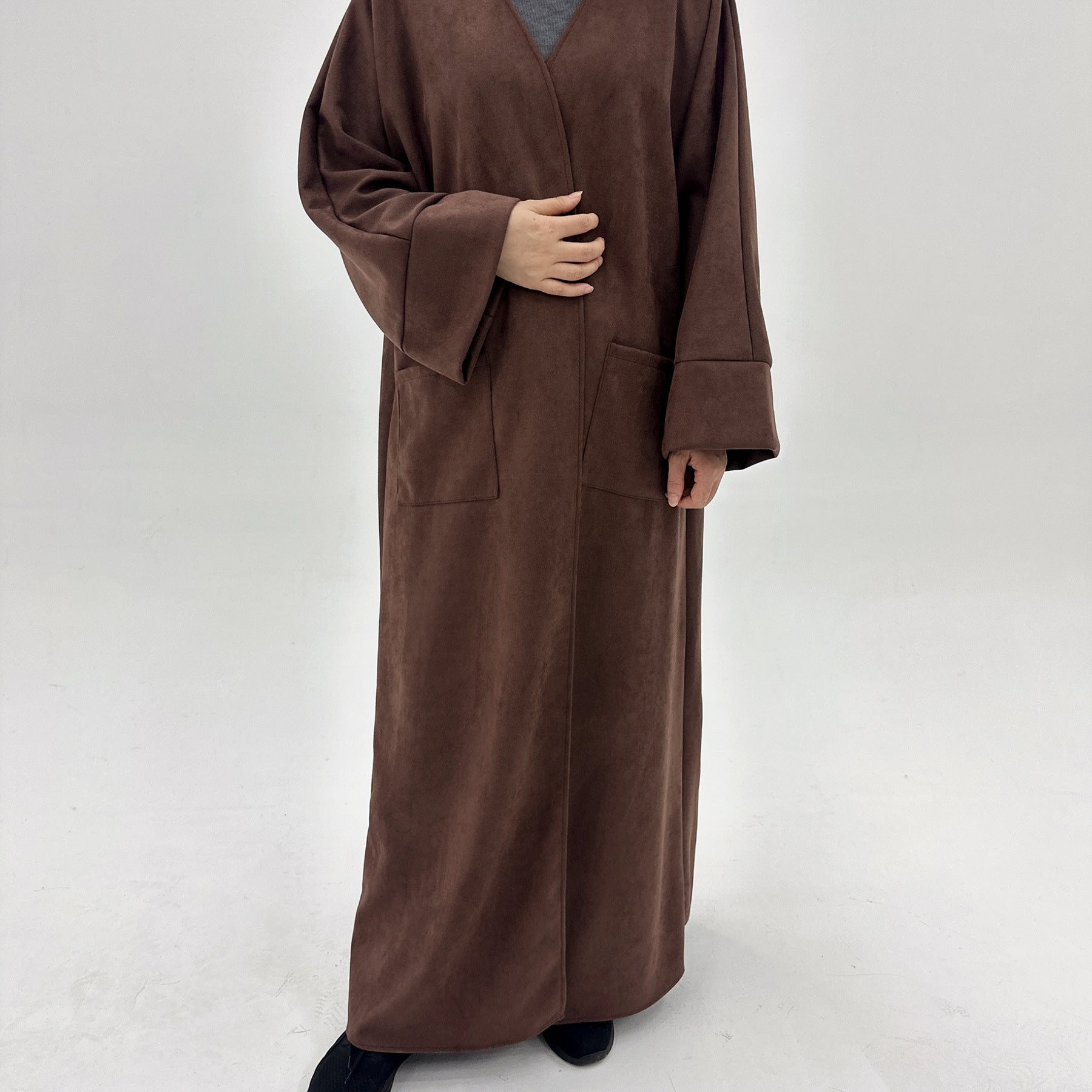 1891#Butterfly Style Kimono Robe Open Cardigan Muslim Women Velvet Winter Abaya