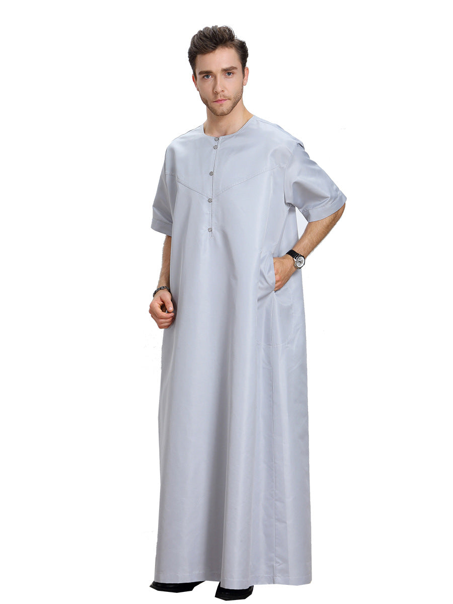 TH809#Hot sale muslim middle east men robe high collar shirt