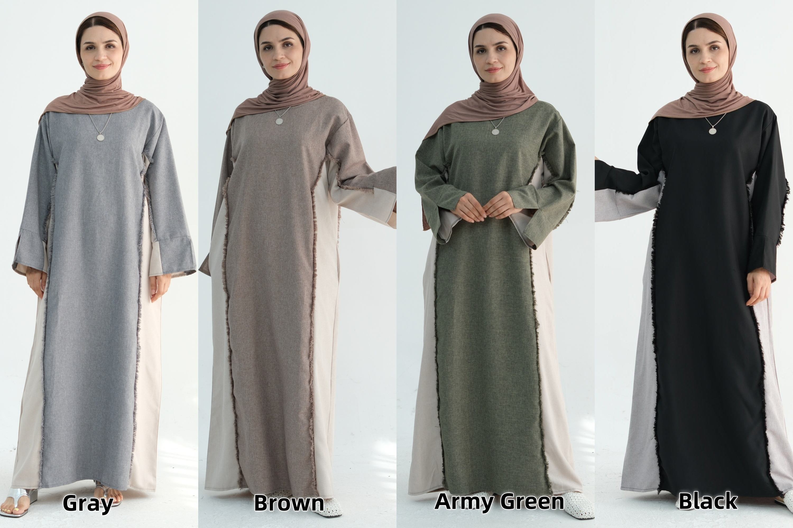 1897#Linen Abaya with Tassels Fashion Abaya Femmes Robe Musulmane Women Islamic Clothing