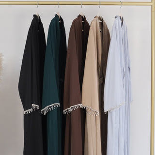 1627#Dubai Abaya Designs Islamic Clothing Cardigan High Quality Satin Abaya 2pcs Sets