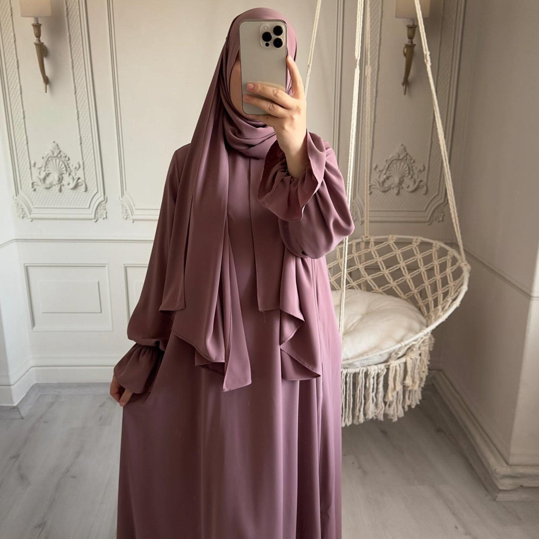 1714#Nida Ruffle Style One Piece Jilbab Abaya Women muslim dress