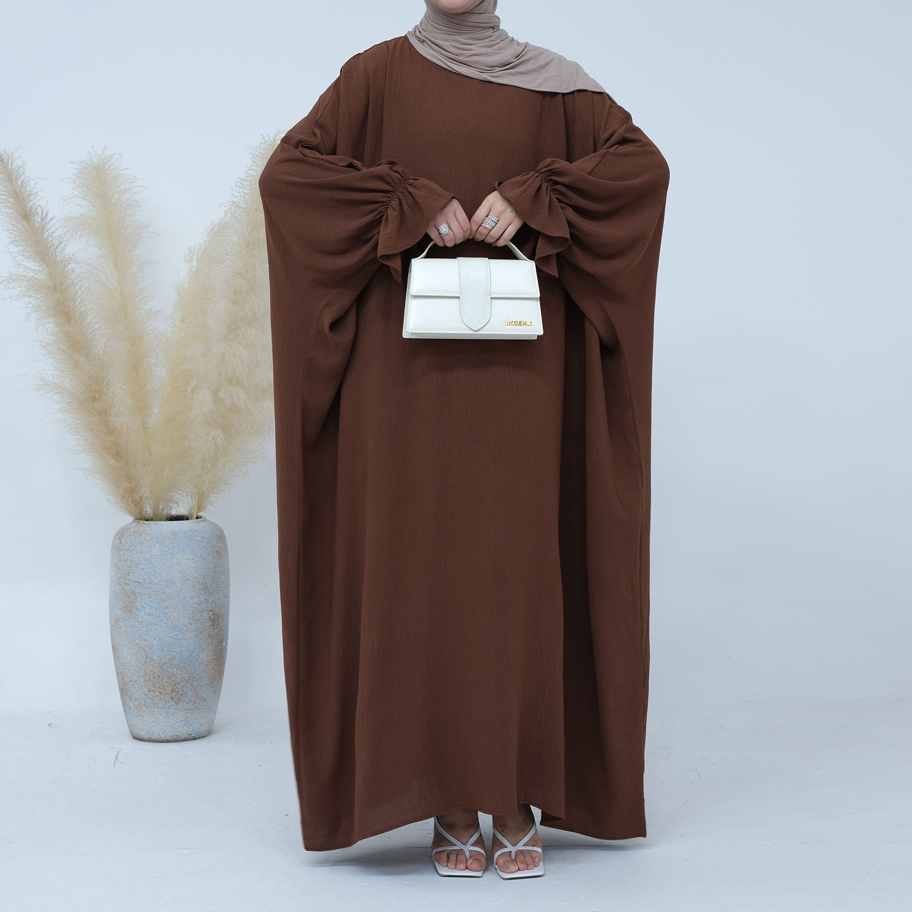1669#Crepe Long Sleeve Modest Plain Closed Abaya Traditional Muslim Clothing