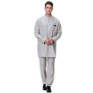 TH814#2 pcs Arab Muslim Wear calf Length Muslim Clothes Jubba Men's Thobe