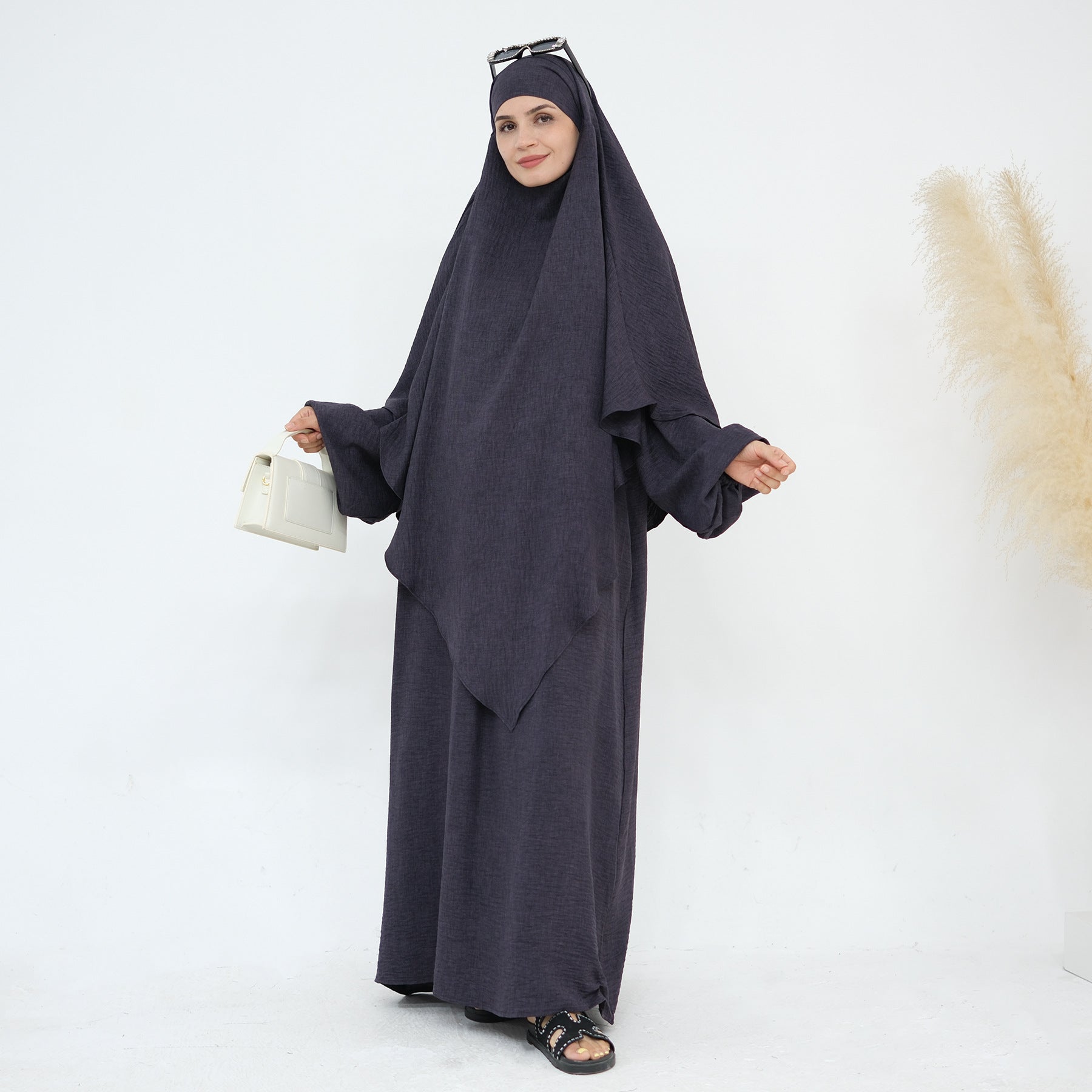 1895+HJ928#Khimar Abaya Set Modest 2pc Abaya Set Muslim Mommy Breatfeeding Dress Islamic Clothing