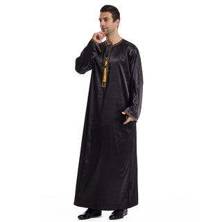 TH833#Abaya Muslim Clothing Long Sleeves Islamic High Quality Men's Robe