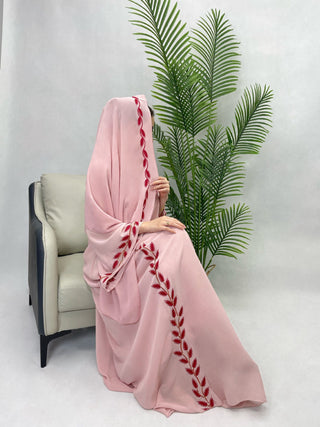 1007#2024 New Fashion Embrodery Chiffon Long Maxi Dress Abaya with Scarf