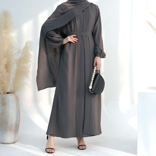 1726# Latest EID Ramadan Islamic Clothing 2 Piece Abaya Set Plain Abaya Women Muslim Dress