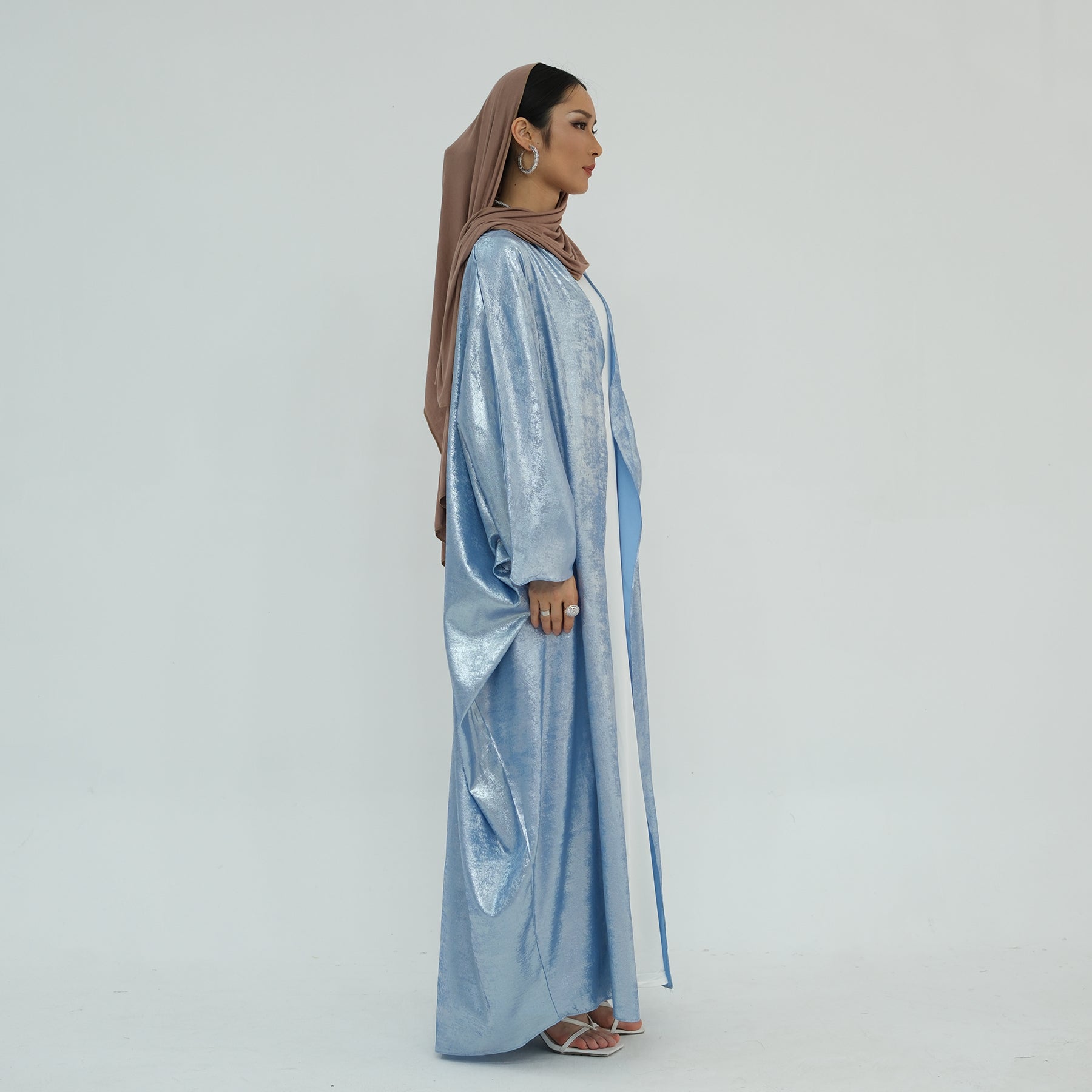 1796#Luxury Shiny Abaya Design Kimono Kaftan Open Abaya Women Muslim Dress Cardigan