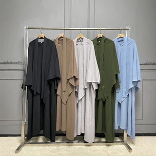 1008#Modest khimar hijab abaya 2 pcs crepe sets Jilbab_ prayer abayas