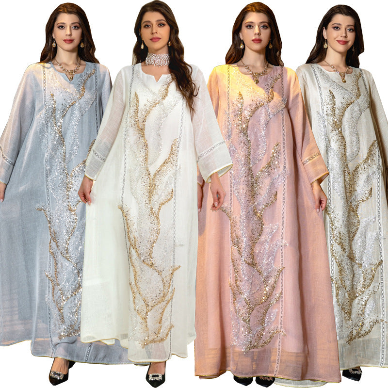AB295# New flower dress Muslim abaya morocco women's clothing