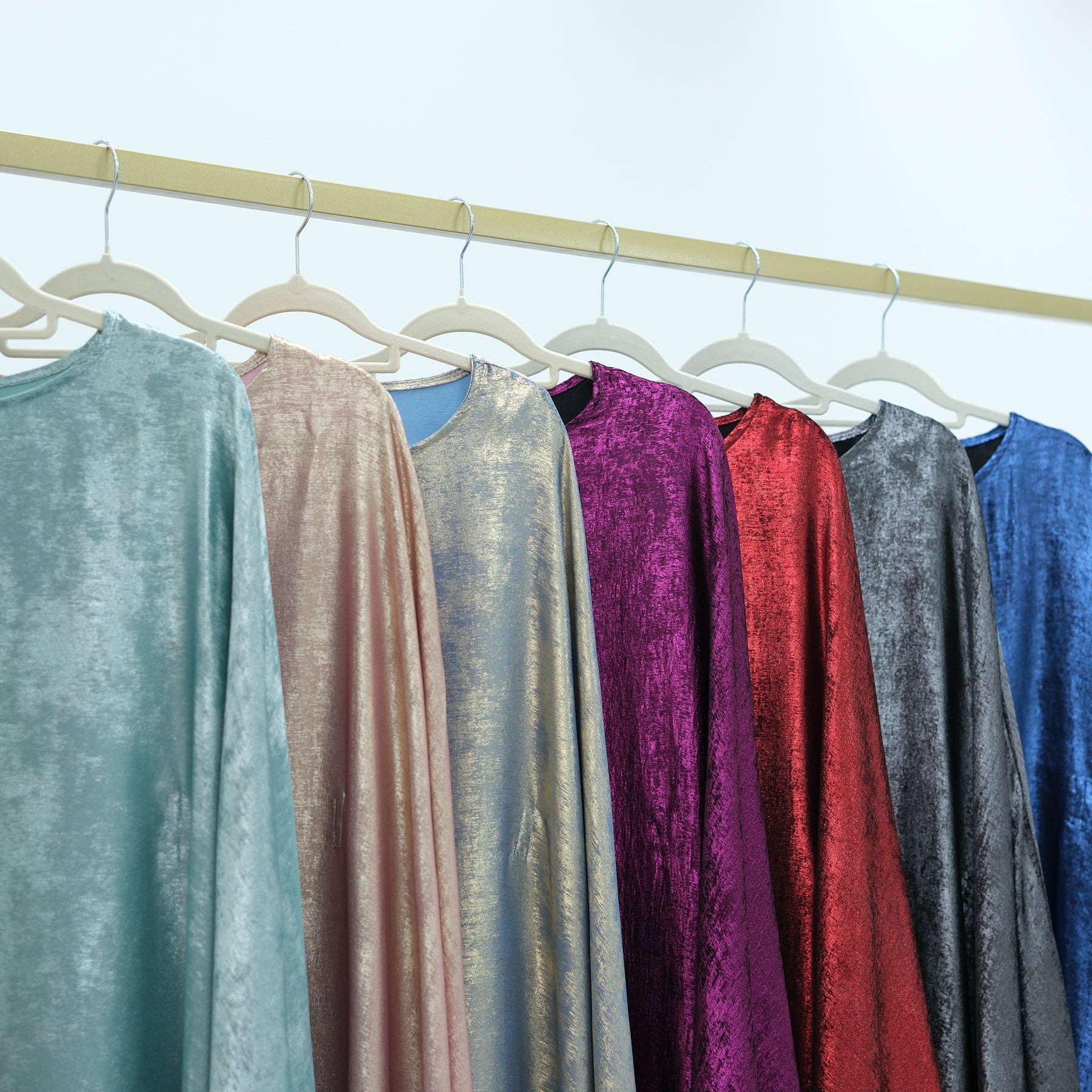 1778#2024 Women's Dresses Elegant Shiny Polyester Kaftan Abaya Batwing Muslim Dress