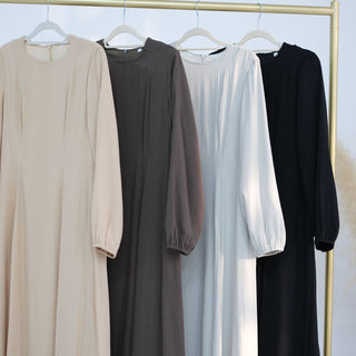 1932# 2025 Islamic Clothing Linen Women Maxi Dress Balloon Sleeve Big Hem Modest Abaya Women Muslim Dress