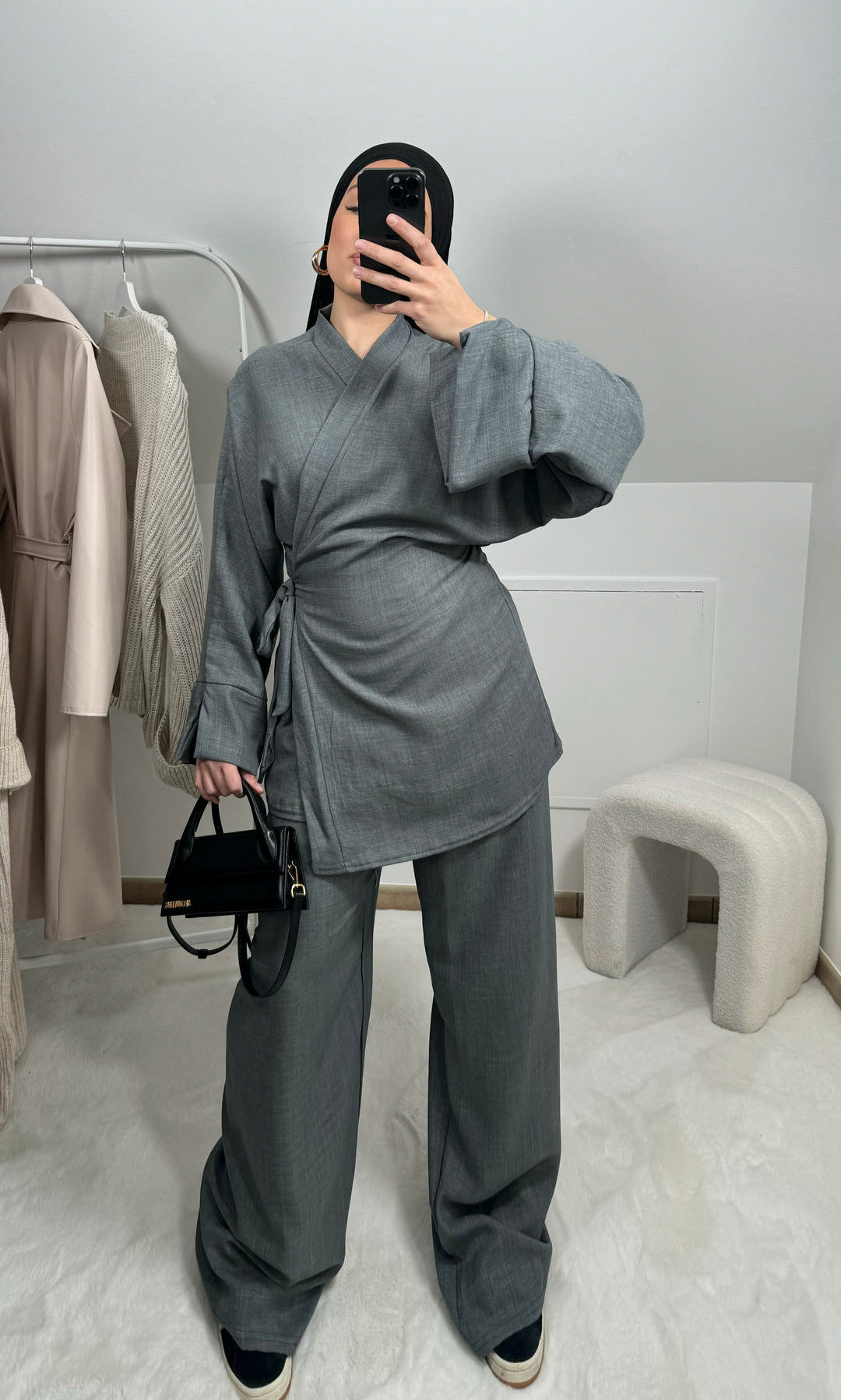 1835#2024 Islamic Clothing Top and Pants with Pockets 2 Piece Abaya Set Women Abaya designs